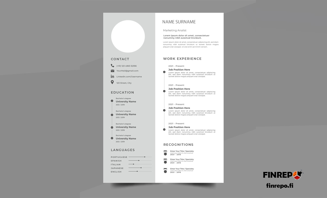 Resume or Curriculum vitae, CV example, Job Search in Finland